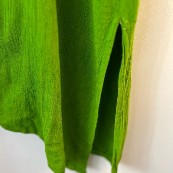 KALIYANA Green Linen Asymmetrical Dress S/M - Picture 11 of 12